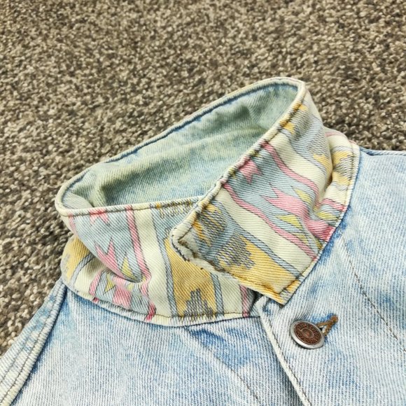 Vintage Levi's SilverTab Jacket Denim Aztec Southwestern Tribal Mens Medium - Picture 3 of 16
